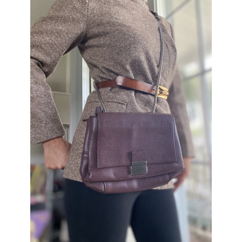 Marella Italy Leather Handbag Women’s Shoulder Purse Black Chain Strap Designer